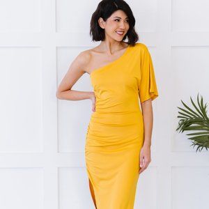 High Society Ruched One-Shoulder Dress